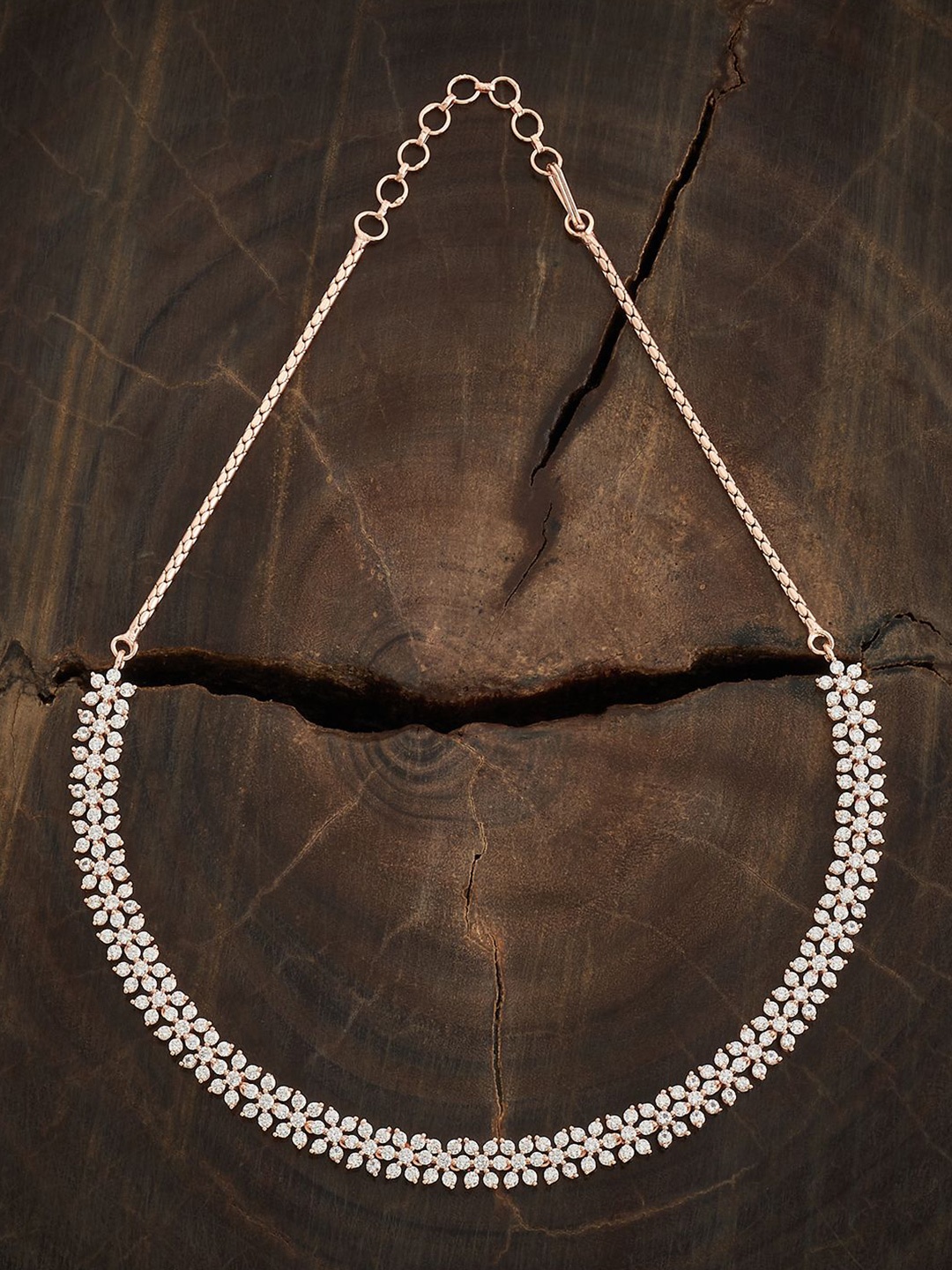 

Kushal's Fashion Jewellery Rose Gold-Plated CZ Stone Studded Necklace