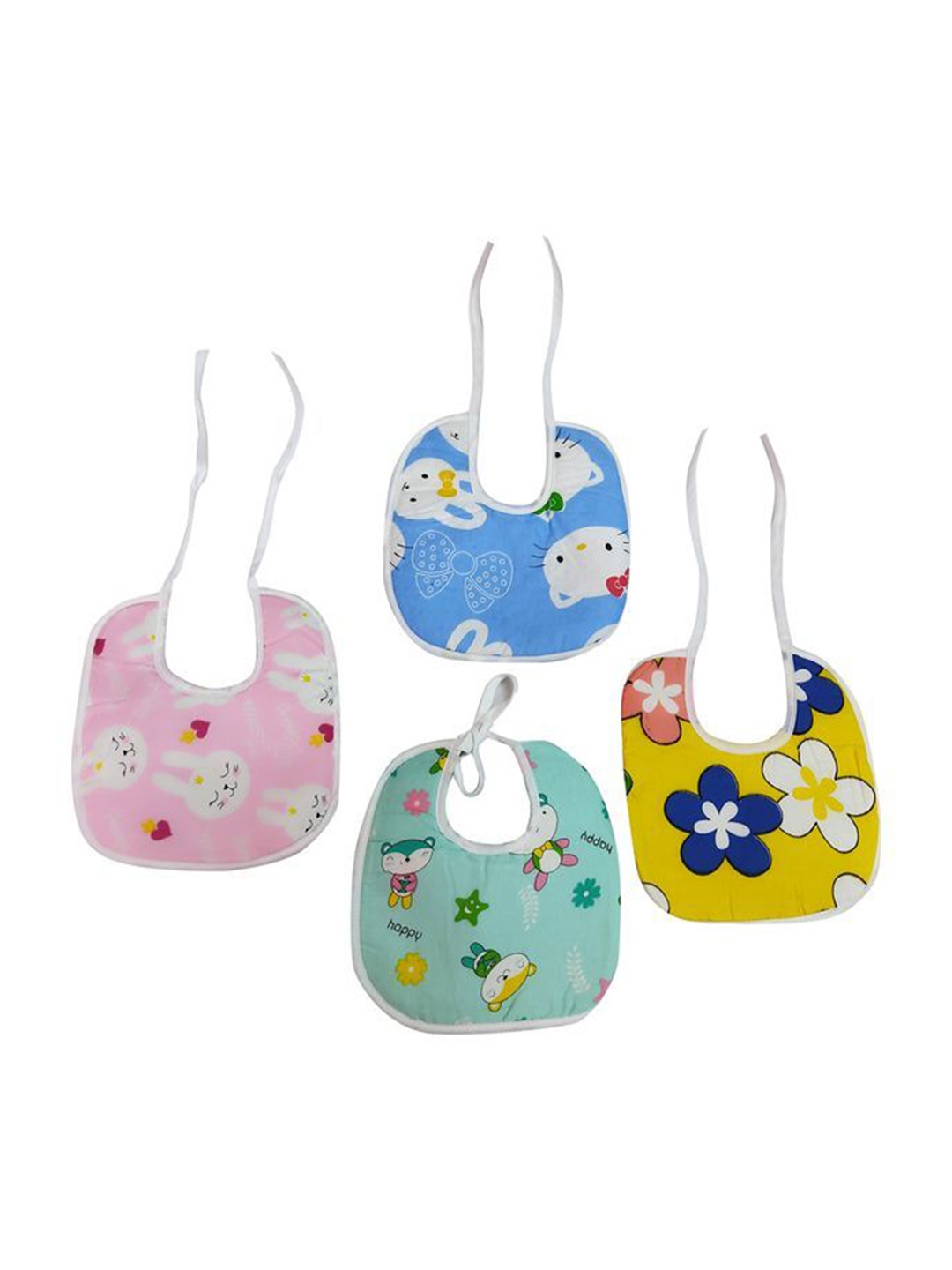 

BAESD Kids Pack Of 4 Assorted Printed Pure Cotton Bibs