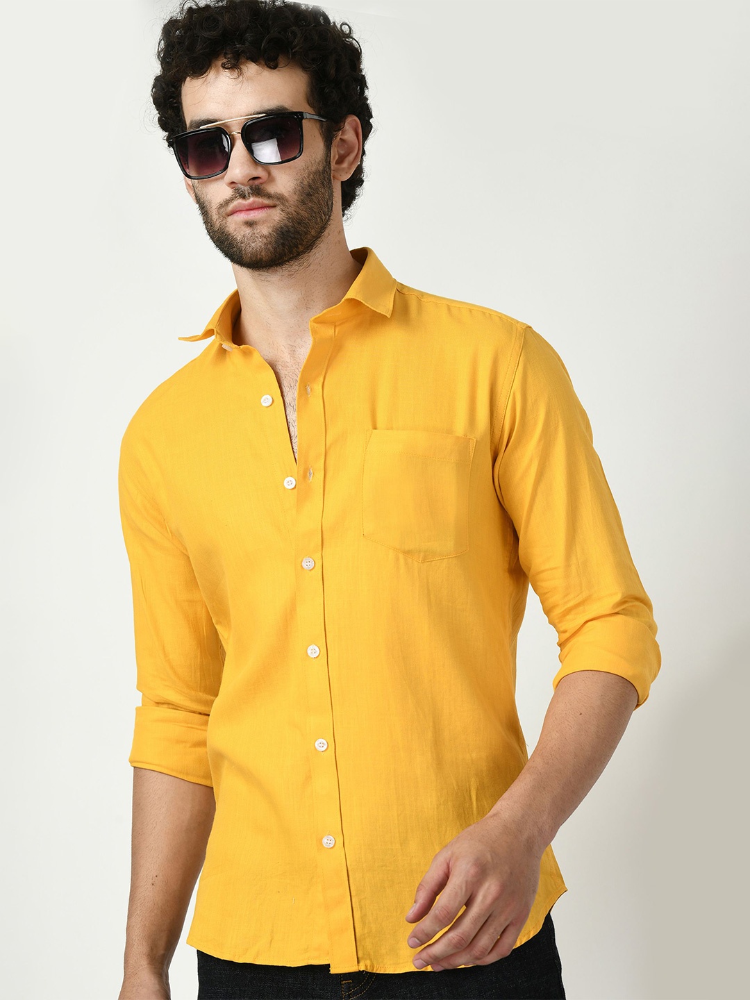 

PEBCO Men Classic Slim Fit Opaque Casual Shirt, Yellow