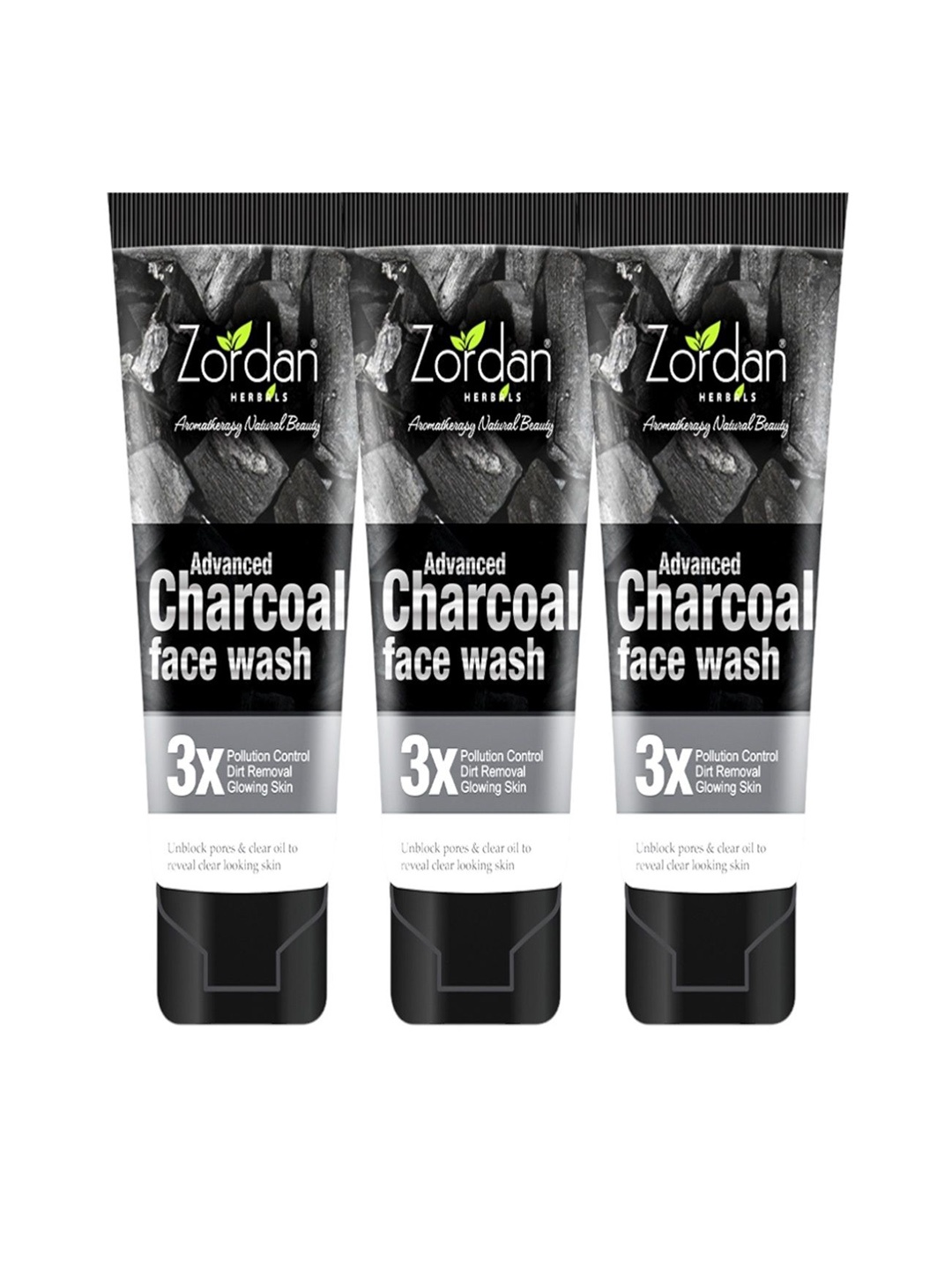 

ZORDAN Set Of 3 Herbals Advanced Charcoal Face Wash - 60 ml Each, Black