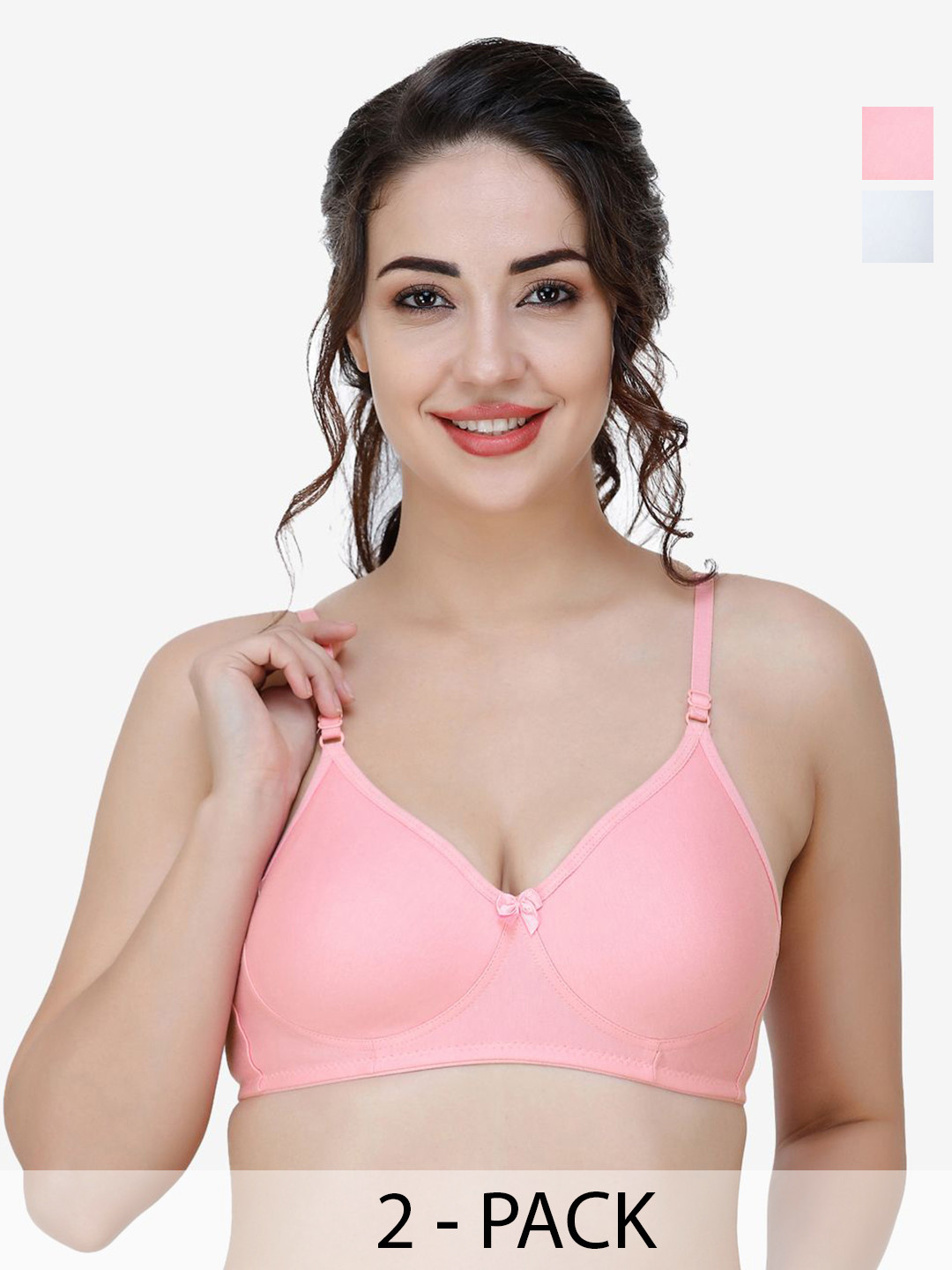 

Docare Women Pack of 2 Full Coverage T-shirt Non Padded Bra, White