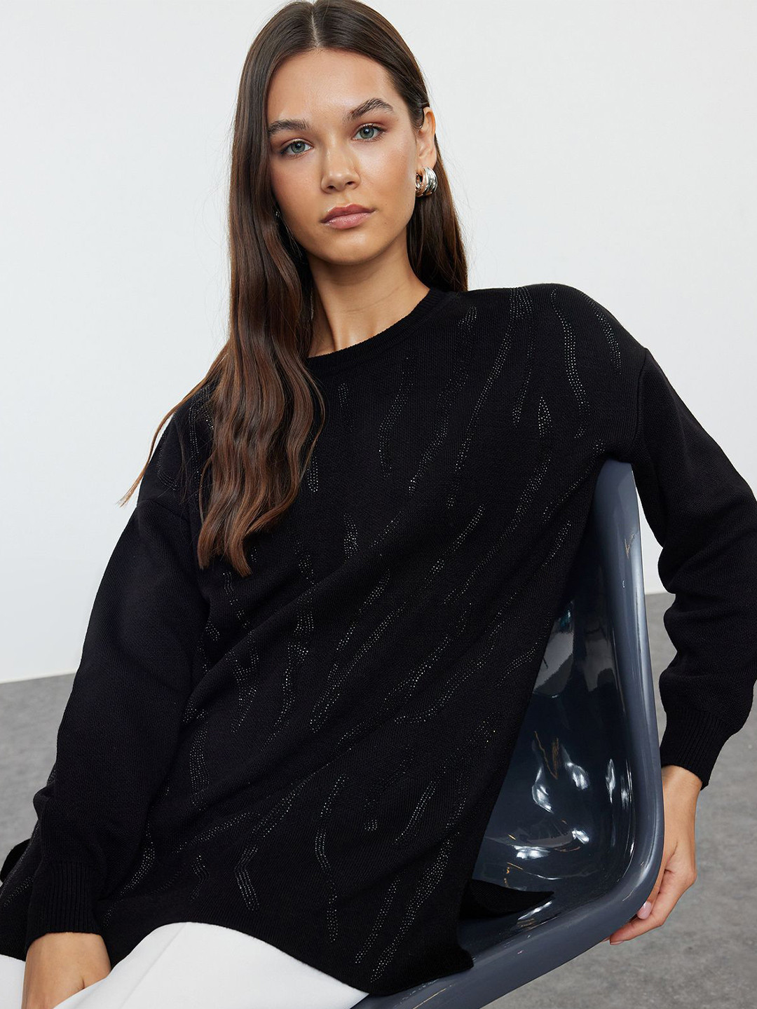 

Trendyol Women Longline Pullover, Black