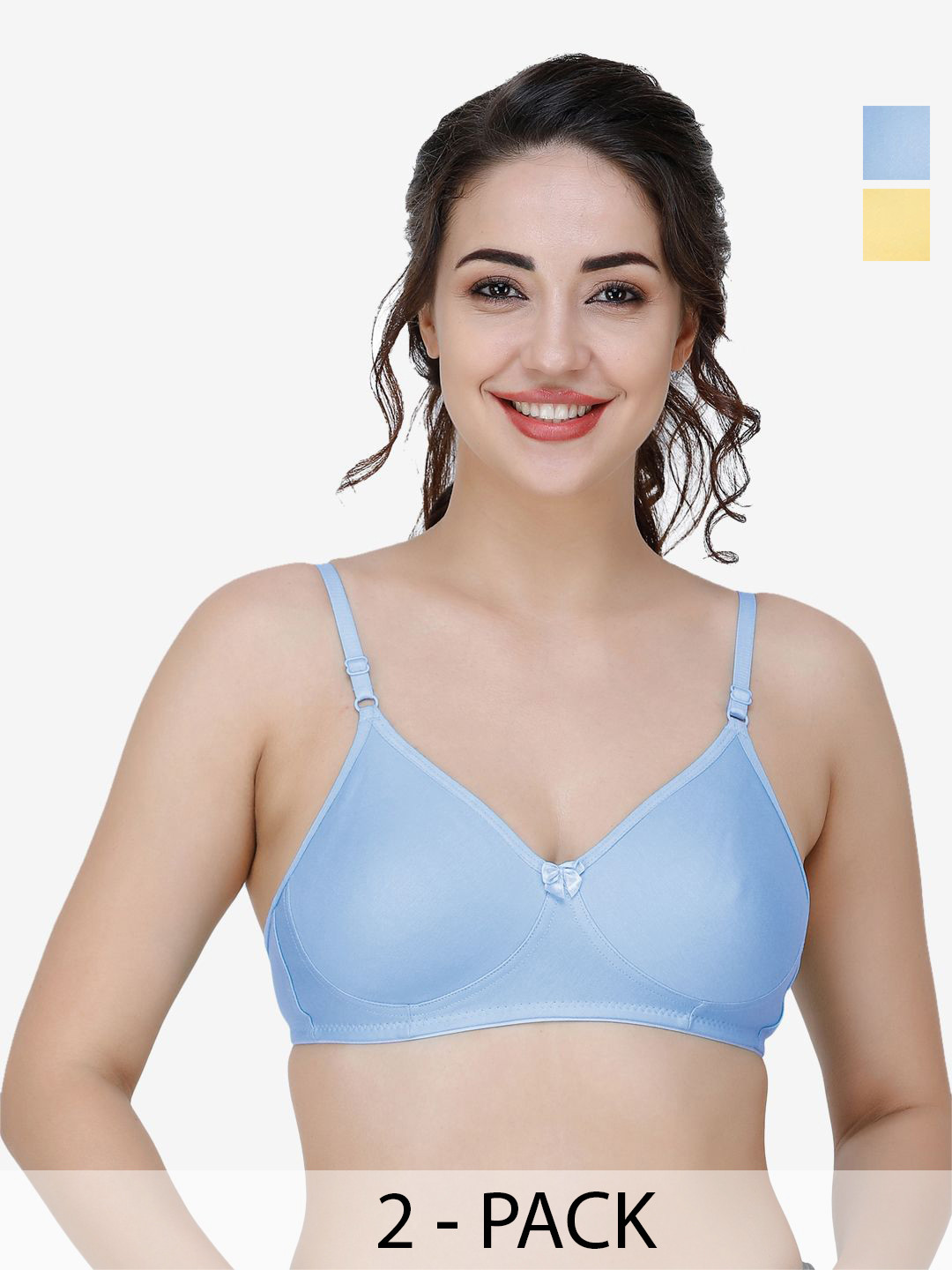 

Docare Women Pack of 2 Full Coverage T-shirt Non Padded Bra, Yellow