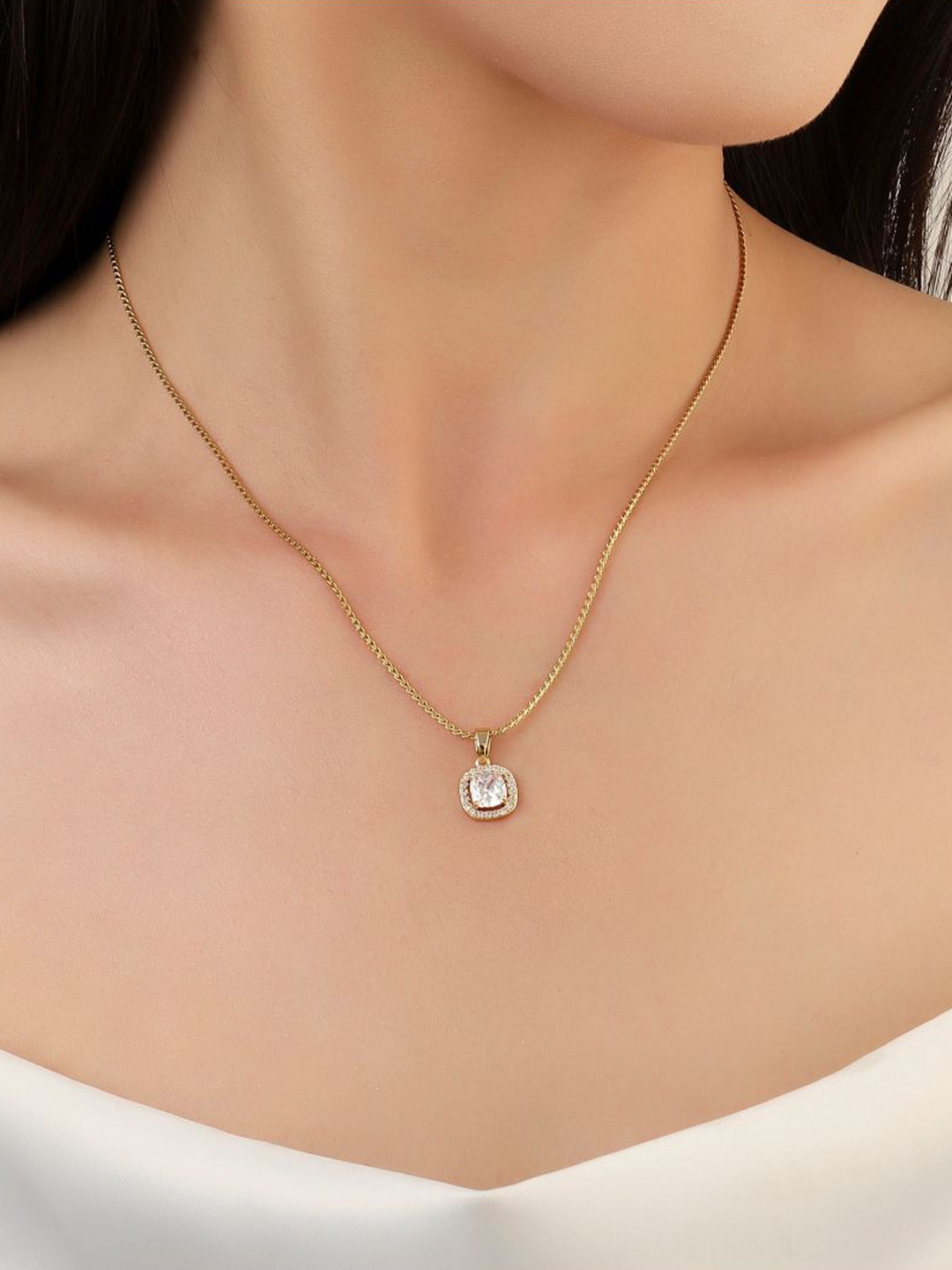 

SALTY Cirilla Square Pendant with Chain, Gold