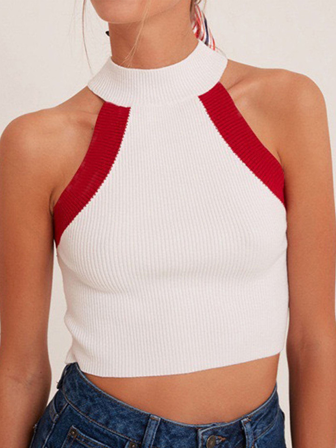 

LULU & SKY Halter Neck Crop Top, White