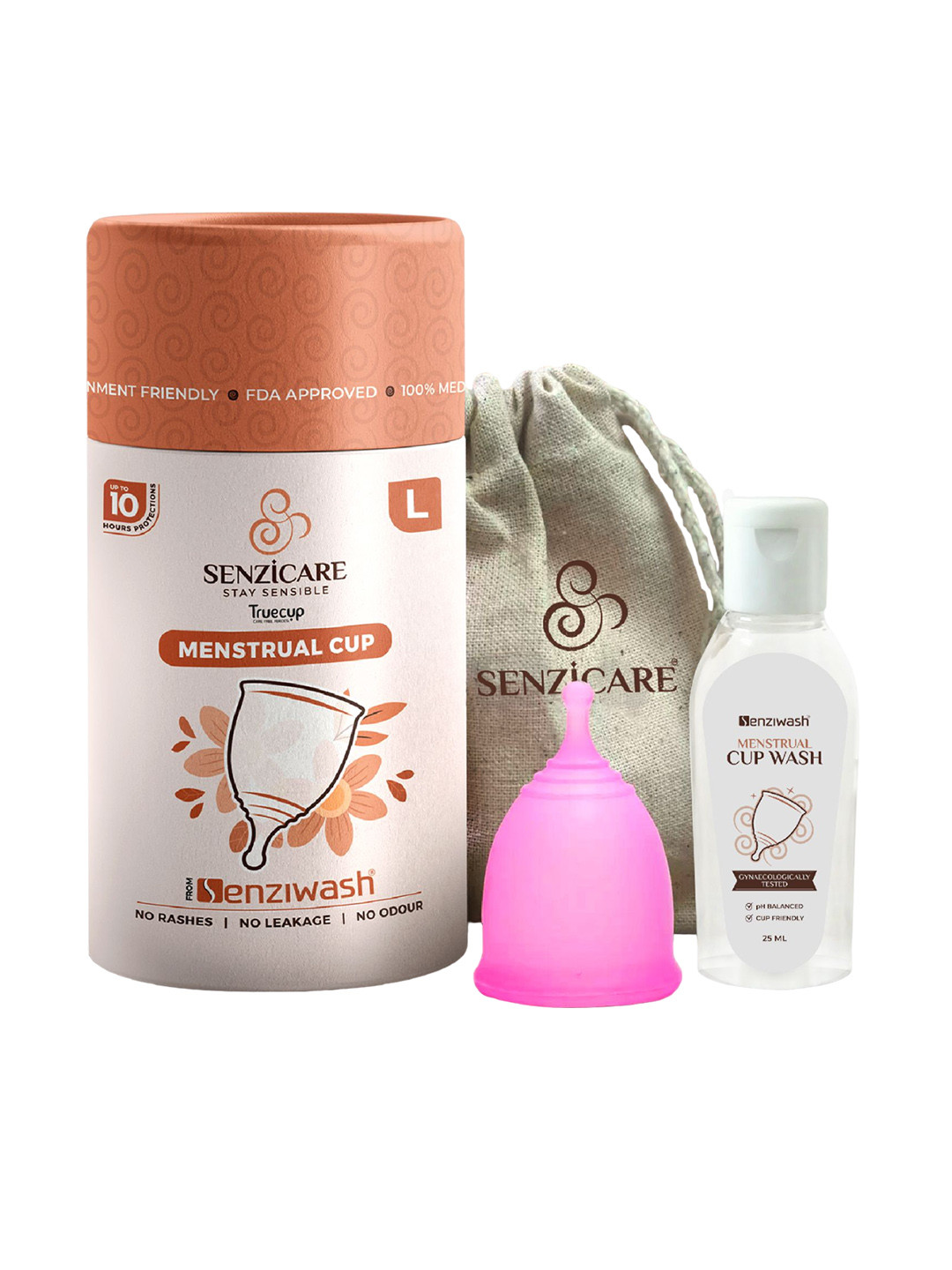 

Senzicare Set Of 3 Reusable Menstrual Cup, Cupwash With Sterilizer Case, Pink