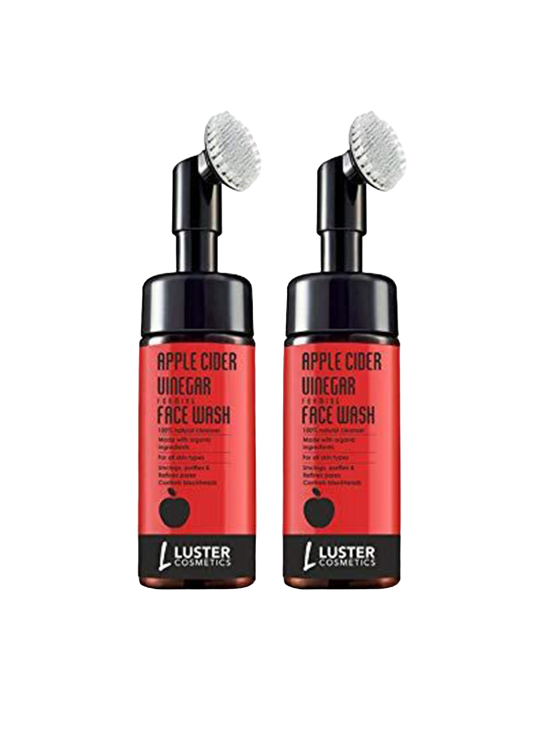 

Luster Set Of 2 Apple Cider Vinegar Foaming Face Wash - 100ml Each, Red
