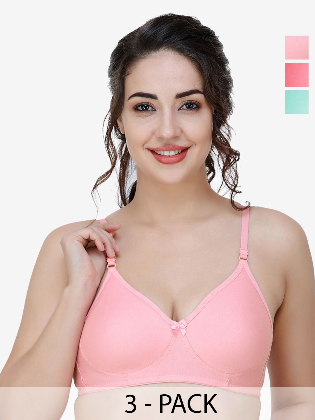 

Docare Pack Of 3 Full Coverage T-shirt Bra, Sea green