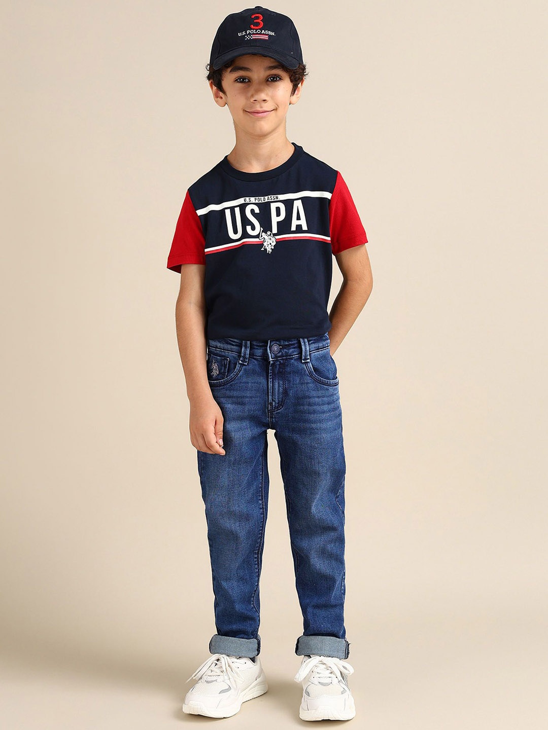 

U.S. Polo Assn. Kids Boys Classic Heavy Fade Mid-Rise Jeans, Blue