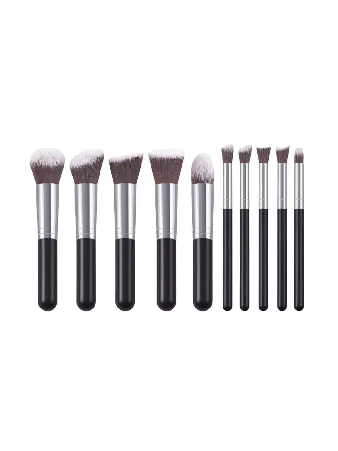 

zemglam Set Of 10 Makeup Brushes With 2 Beauty Blender Puffs and 1 Foundation Brush, Silver