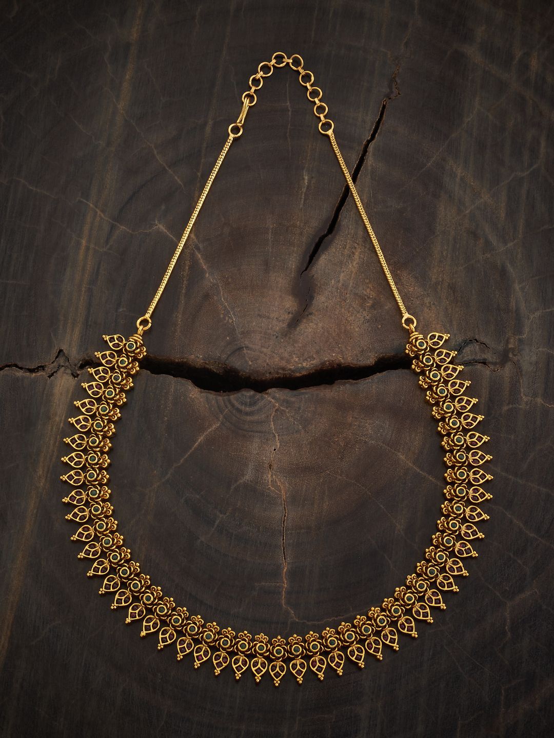 

Kushal's Fashion Jewellery Gold-Plated Temple Stone Studded Antique Necklace