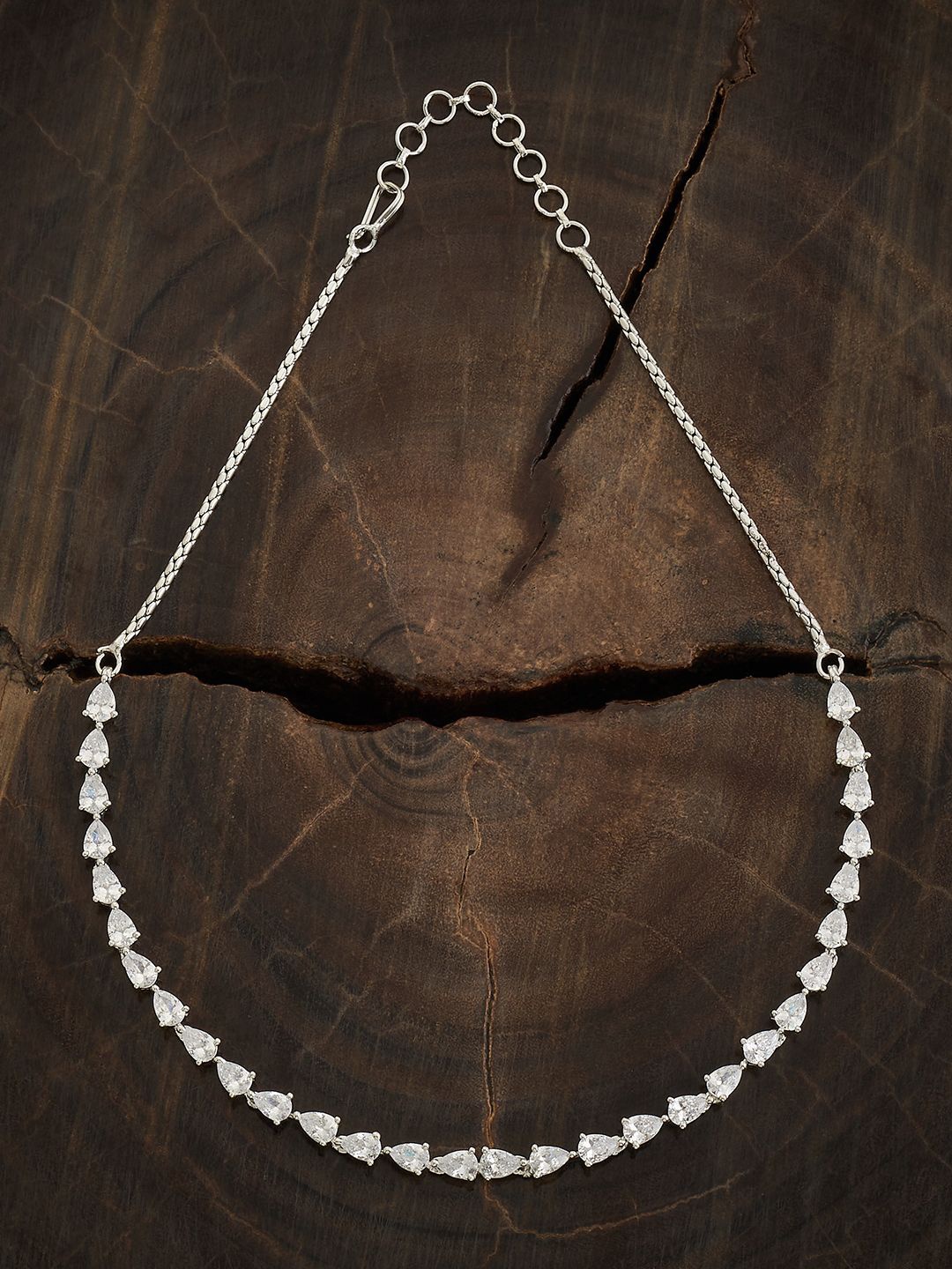 

Kushal's Fashion Jewellery Rhodium-Plated Stone Studded Necklace, White