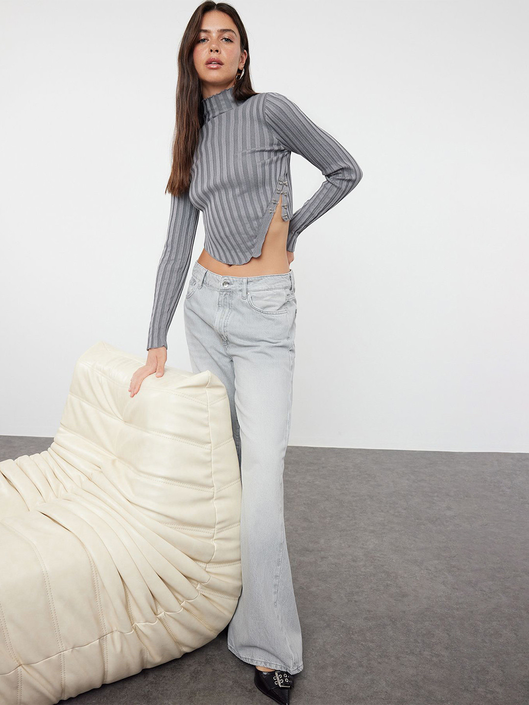 

Trendyol Striped Crop Top, Na
