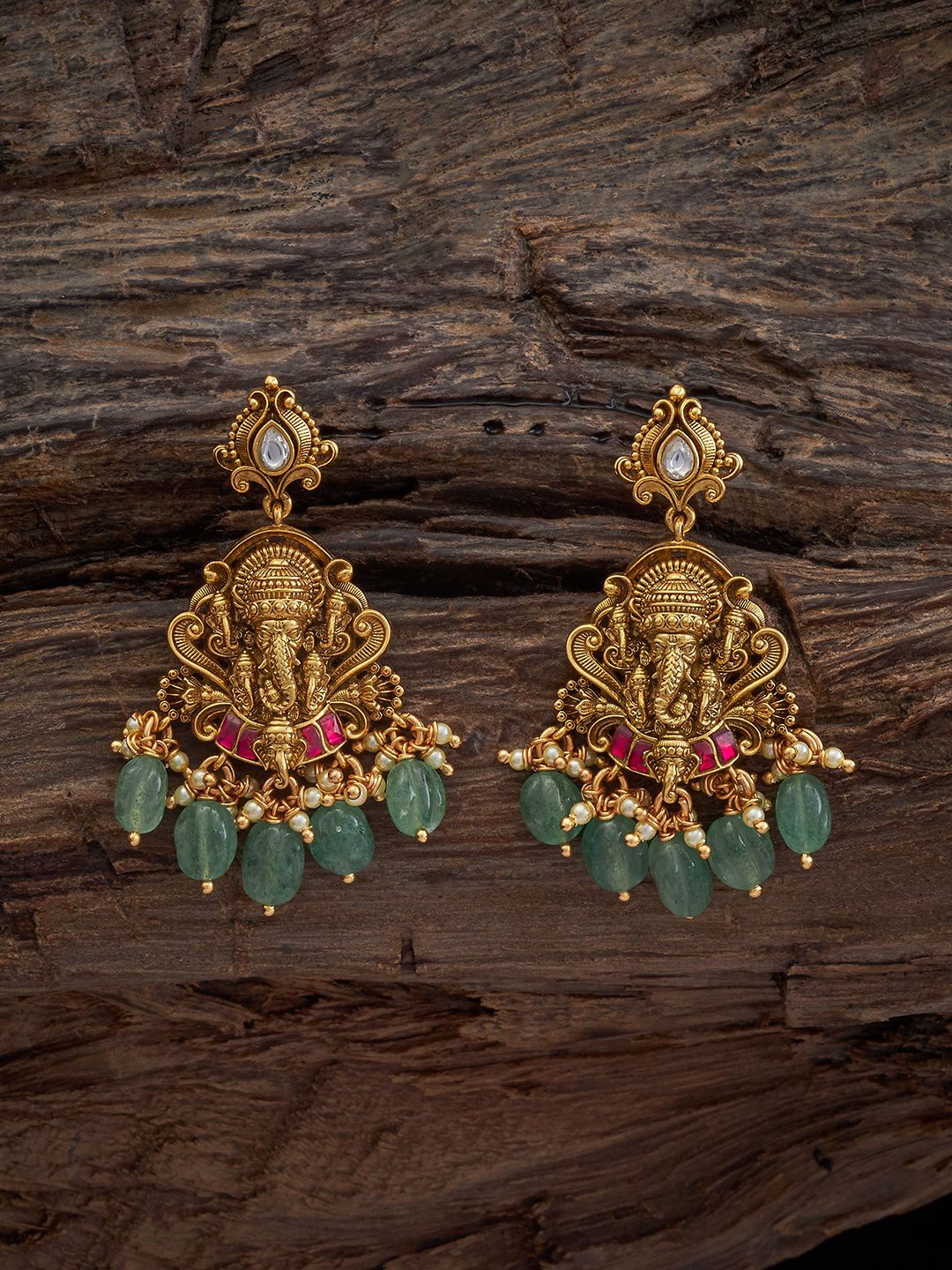 

Kushal's Fashion Jewellery Gold-Plated 92.5 Pure Silver Studded & Beaded Drop Earrings