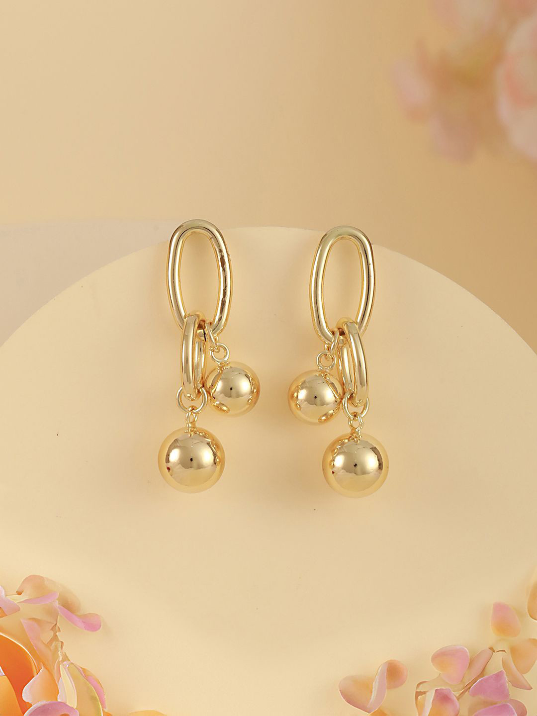 

SARAF TRENDZ 18KT Gold Plated Stainless Steel Dangling Orb Drop Earrings