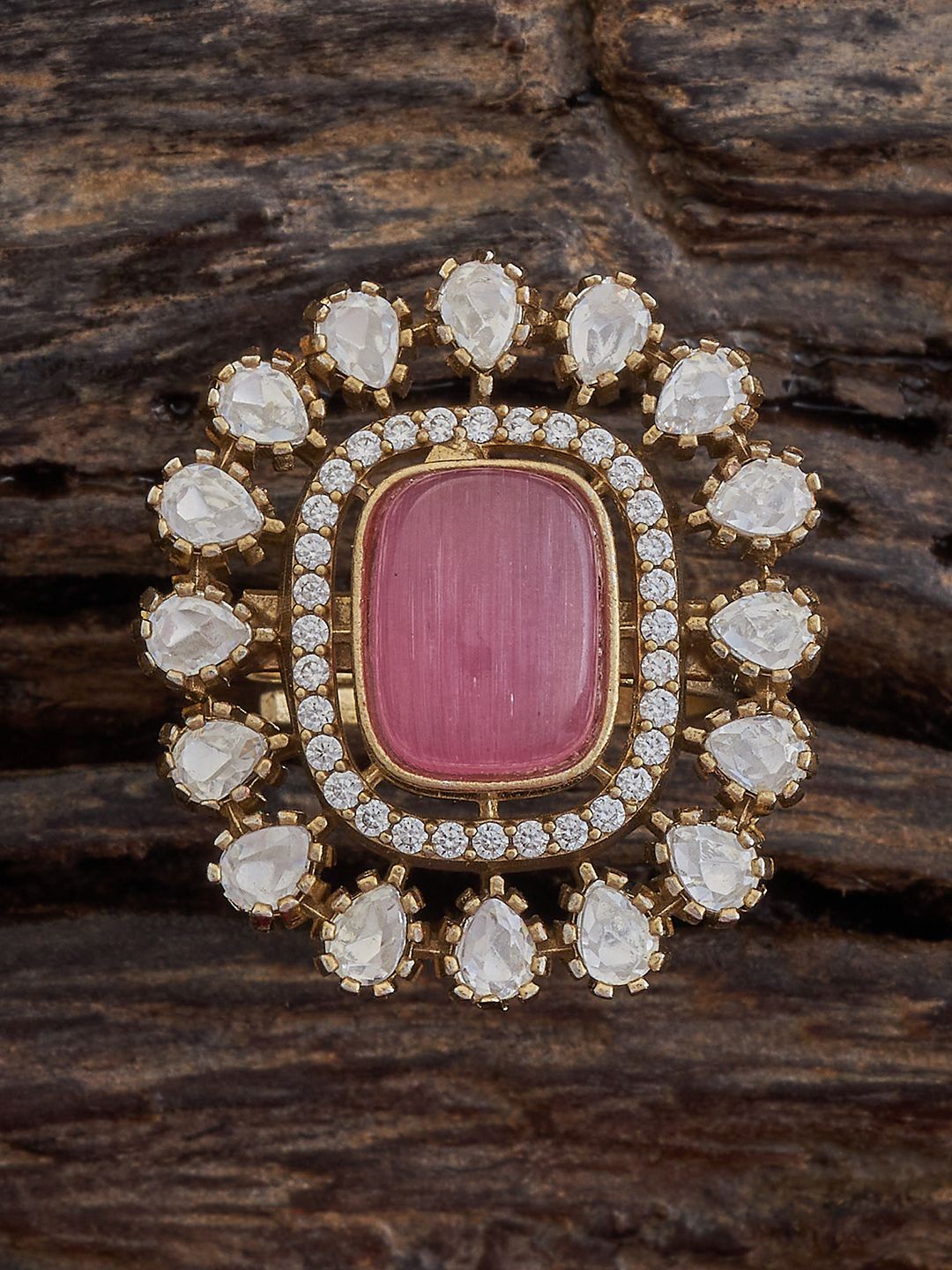 

Kushal's Fashion Jewellery Kundan Studded Finger Ring, Gold