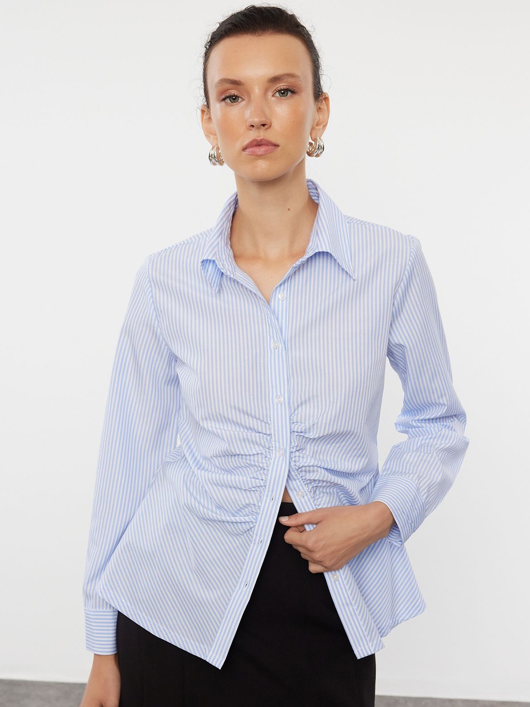 

Trendyol Women Opaque Striped Casual Shirt, Na