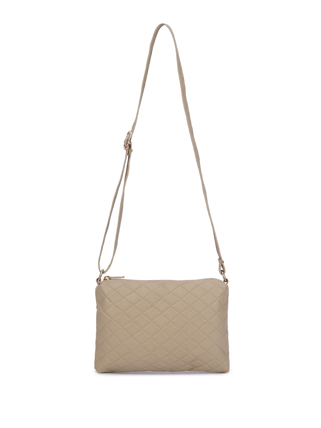

OsaiZ Textured PU Bucket Sling Bag with Quilted, Beige