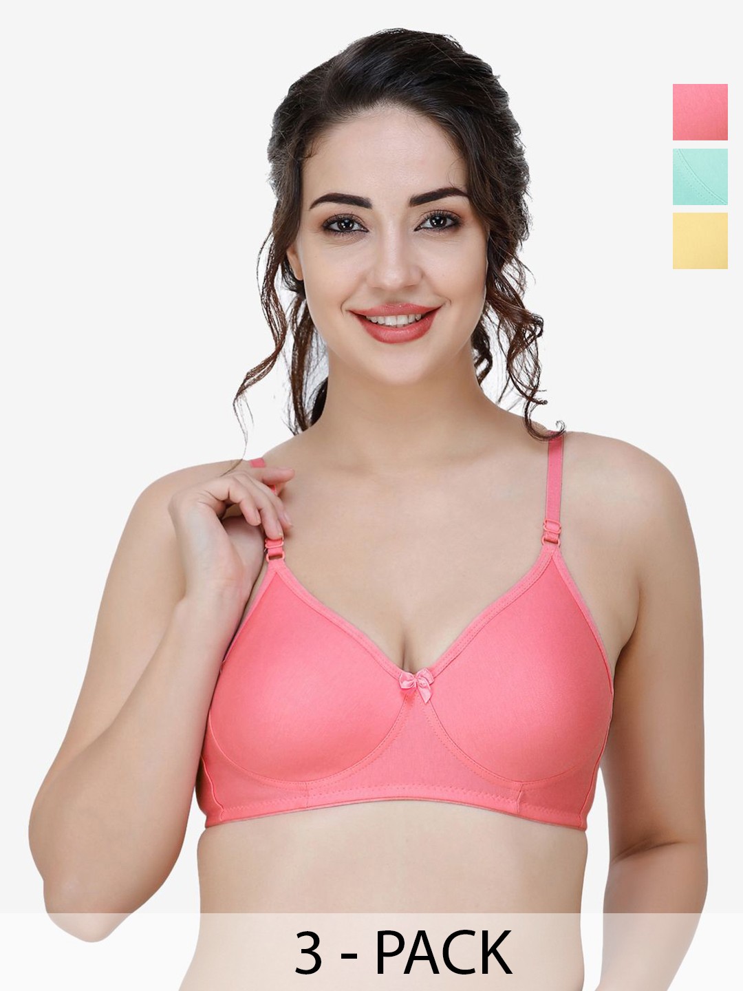 

Docare Women Pack of 3 Full Coverage T-shirt Non Padded Bra, Yellow