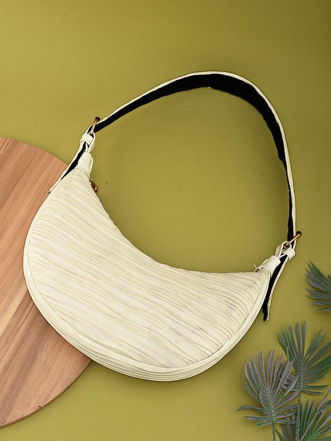 

DressBerry Geometric Half Moon Shoulder Bag, Cream