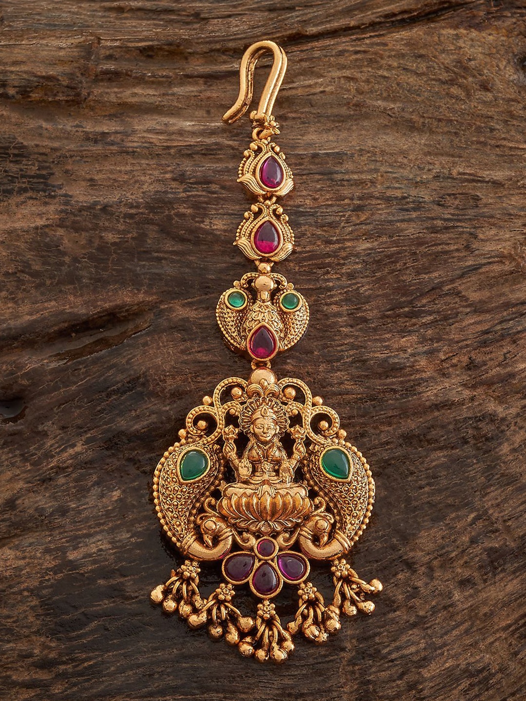 

Kushal's Fashion Jewellery Gold Plated Artificial Stones Studded Antique Maang Tikka