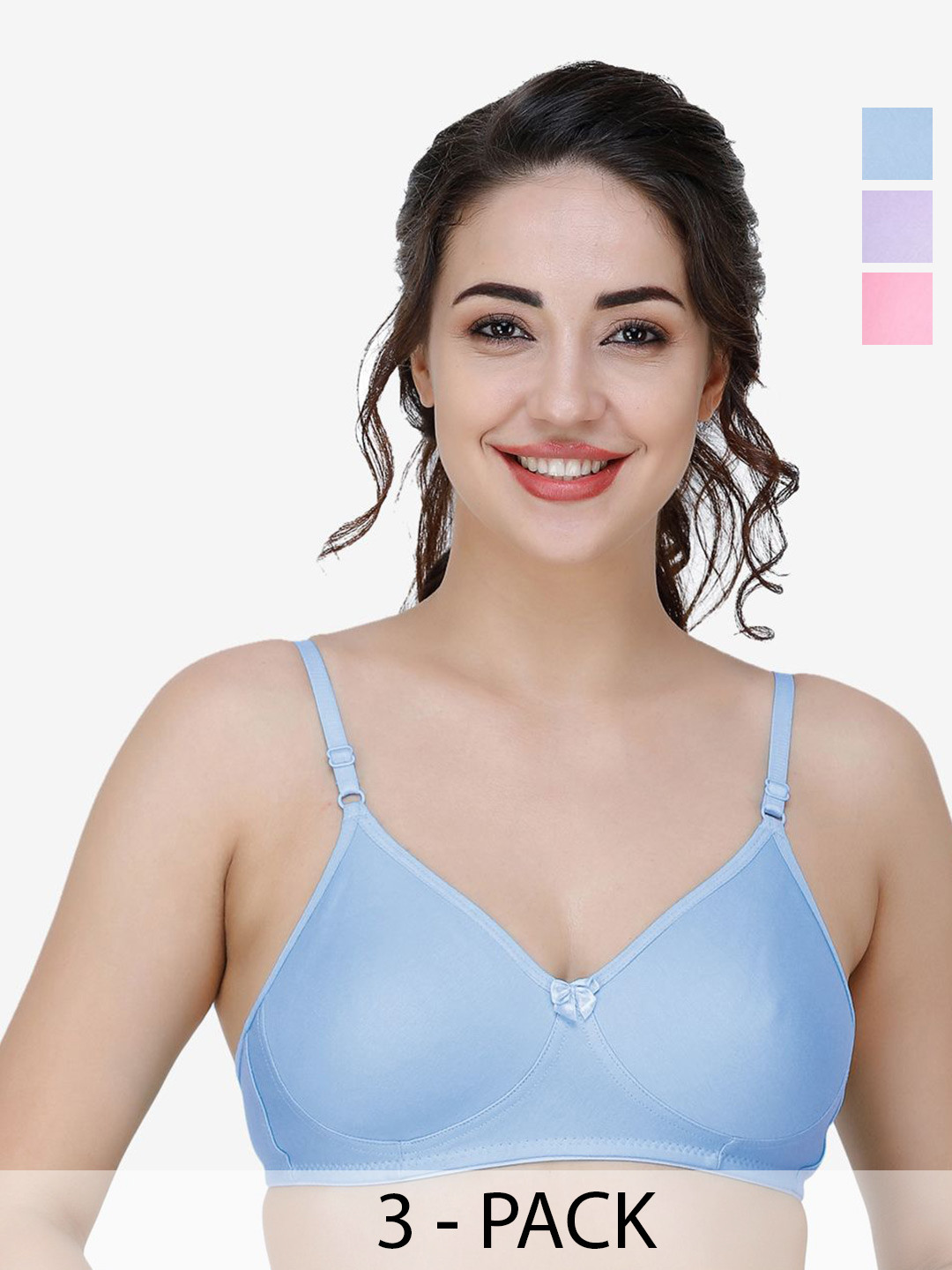 

Docare Pack Of 3 Full Coverage T-shirt Bra, Pink