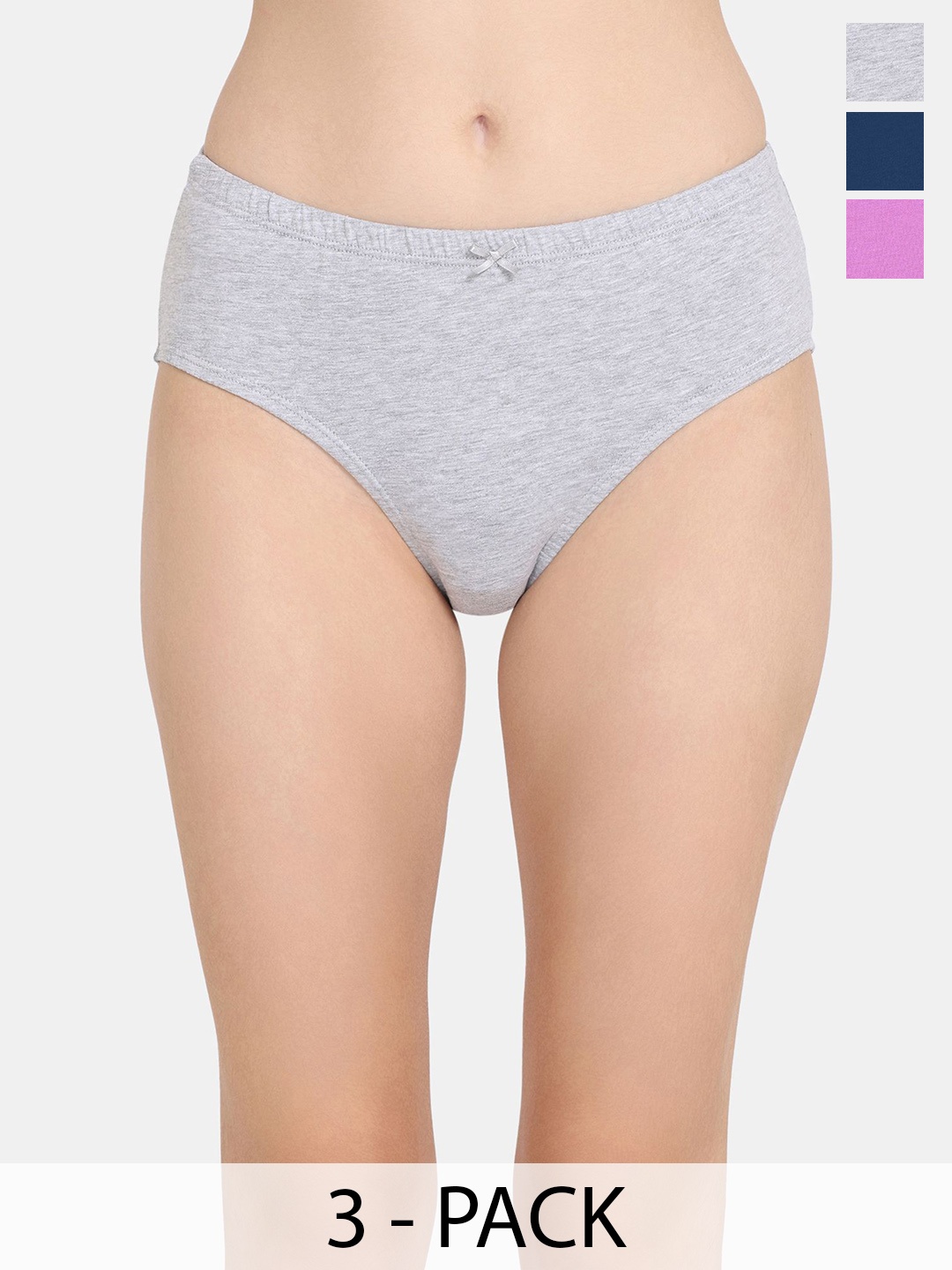 

Rosaline by Zivame Women Pack Of 3 Hipster Briefs, Grey melange