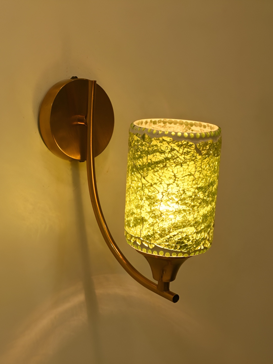 

Afast Green & White Textured Glass Contemporary Cylinder Shaped Wall Lamp