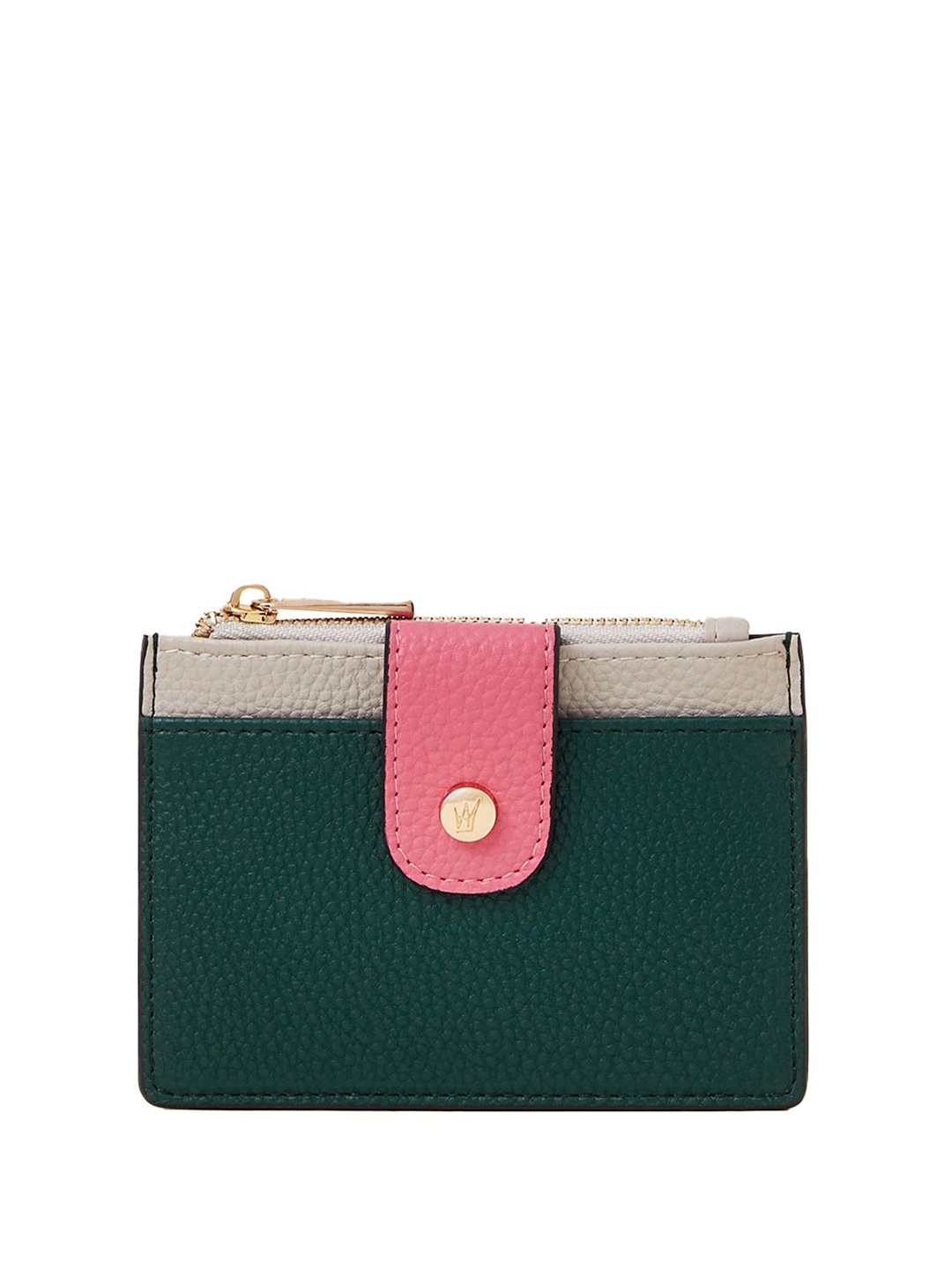 

Accessorize Women Colourblocked PU Card Holder, Green