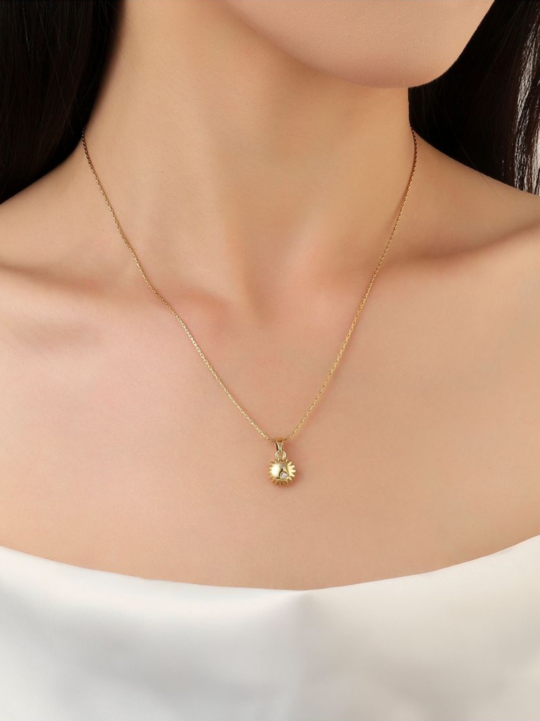 

SALTY Stainless Steel Bubble Sun Pendant Chain, Gold