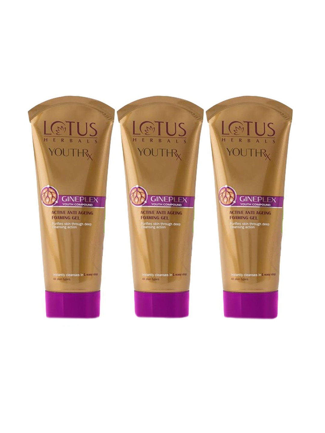 

Lotus Herbals Set Of 3 Youth Rx Active Anti Ageing Foaming Gel Face Wash- 100g Each, Brown