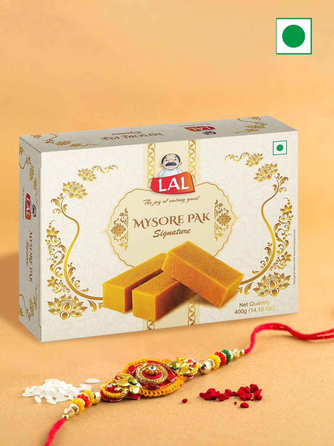 

Lal Mysore Pak Signature With Rakhi 400Gm, White