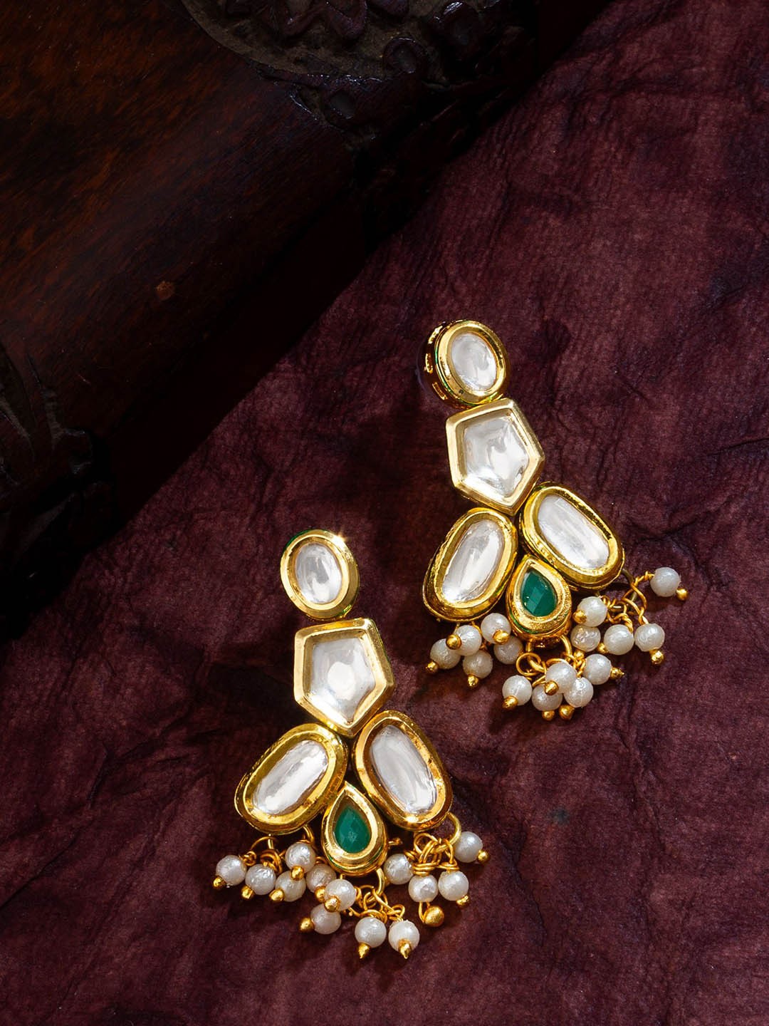 

aadita Geometric Drop Earrings, Gold