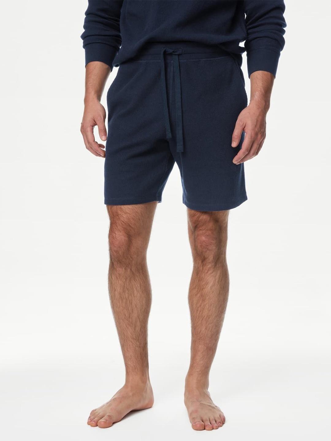 

Marks & Spencer Men Pure Cotton Waffle Loungewear Shorts, Navy blue