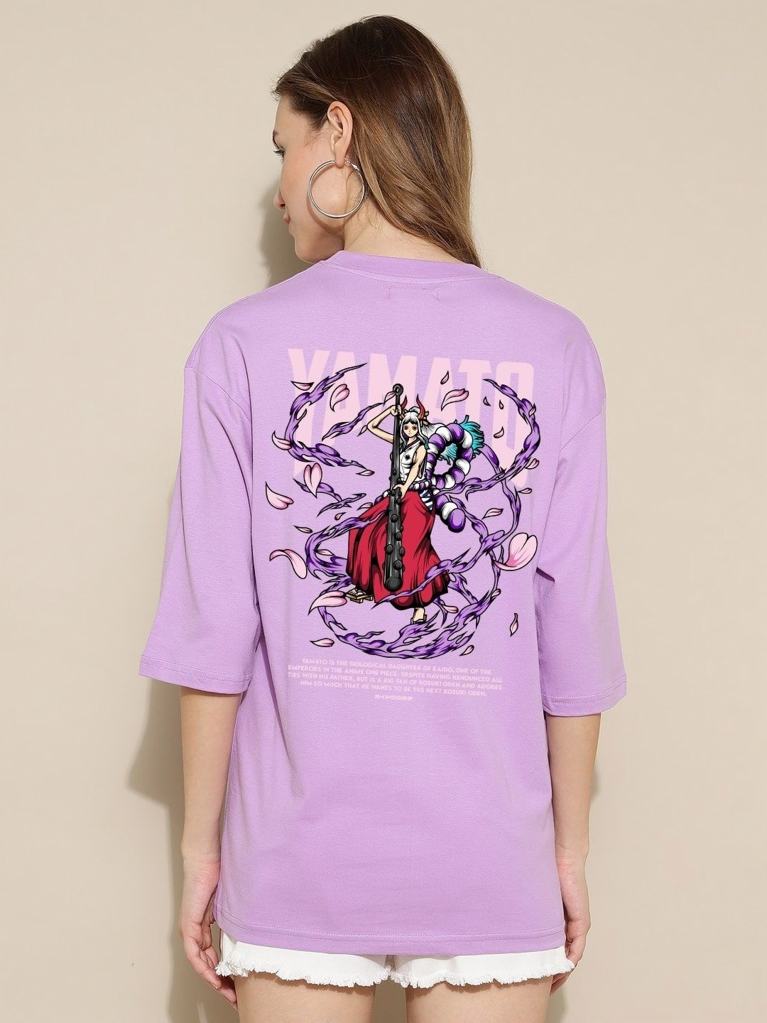 

Gavin Paris Women Bio Finish Graphic Printed Round Neck Pure Cotton Oversized T-Shirt, Purple