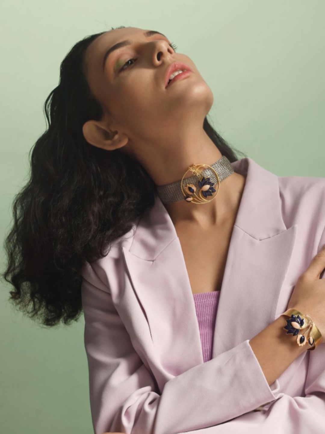 

Trupti Mohta Ethereal Midnight Weave Lotus Gold-Plated Choker Necklace
