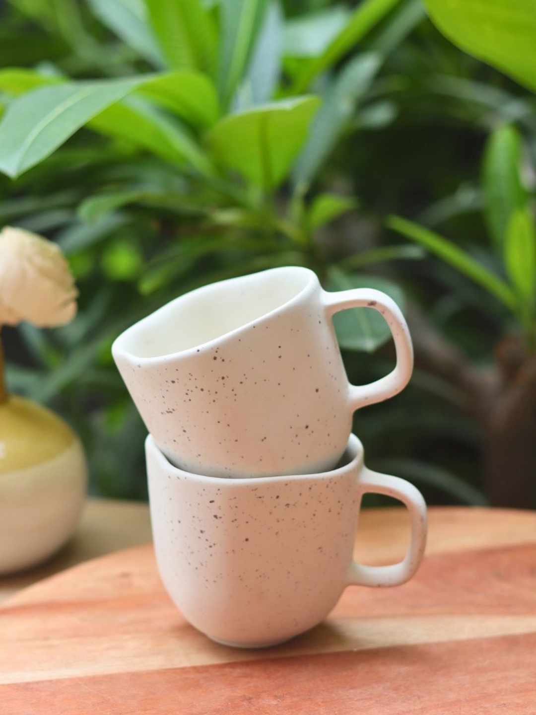 

WEAVING HOMES White Solid Ceramic Glossy Mugs Set of Cups and Mugs