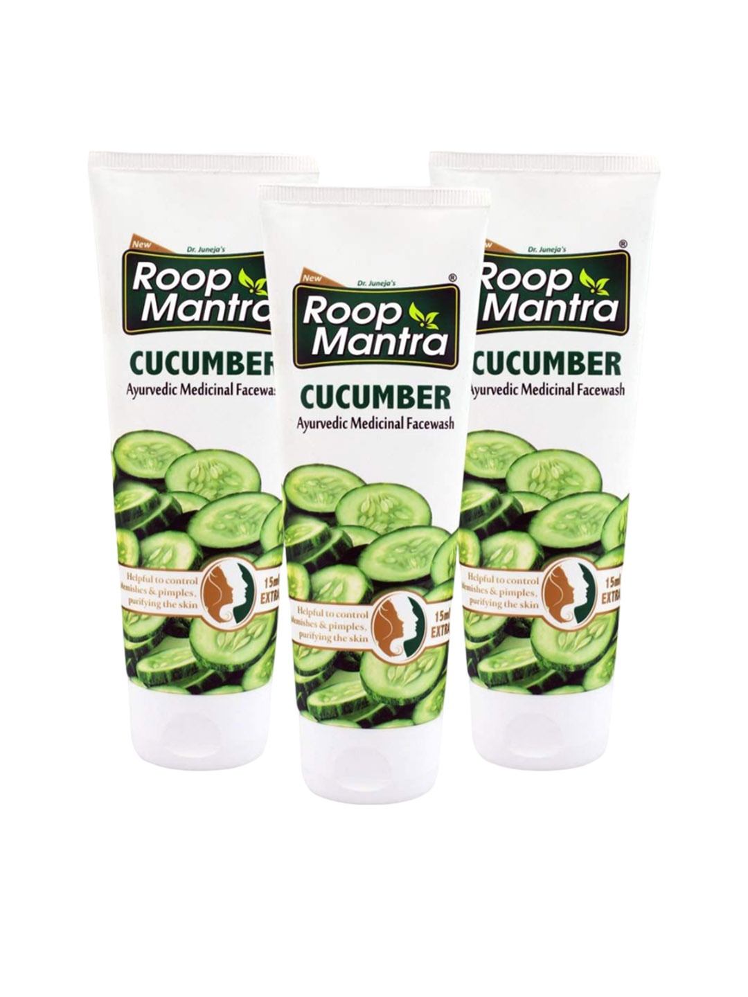 

Roop Mantra Set Of 3 Ayurvedic Cucumber Face Wash- 115ml Each, White