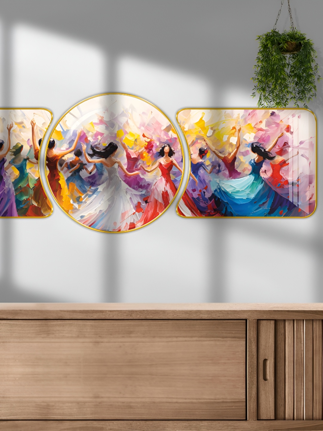 

SAF White & Pink 3 Piece Abstract Wooden Framed Wall Art