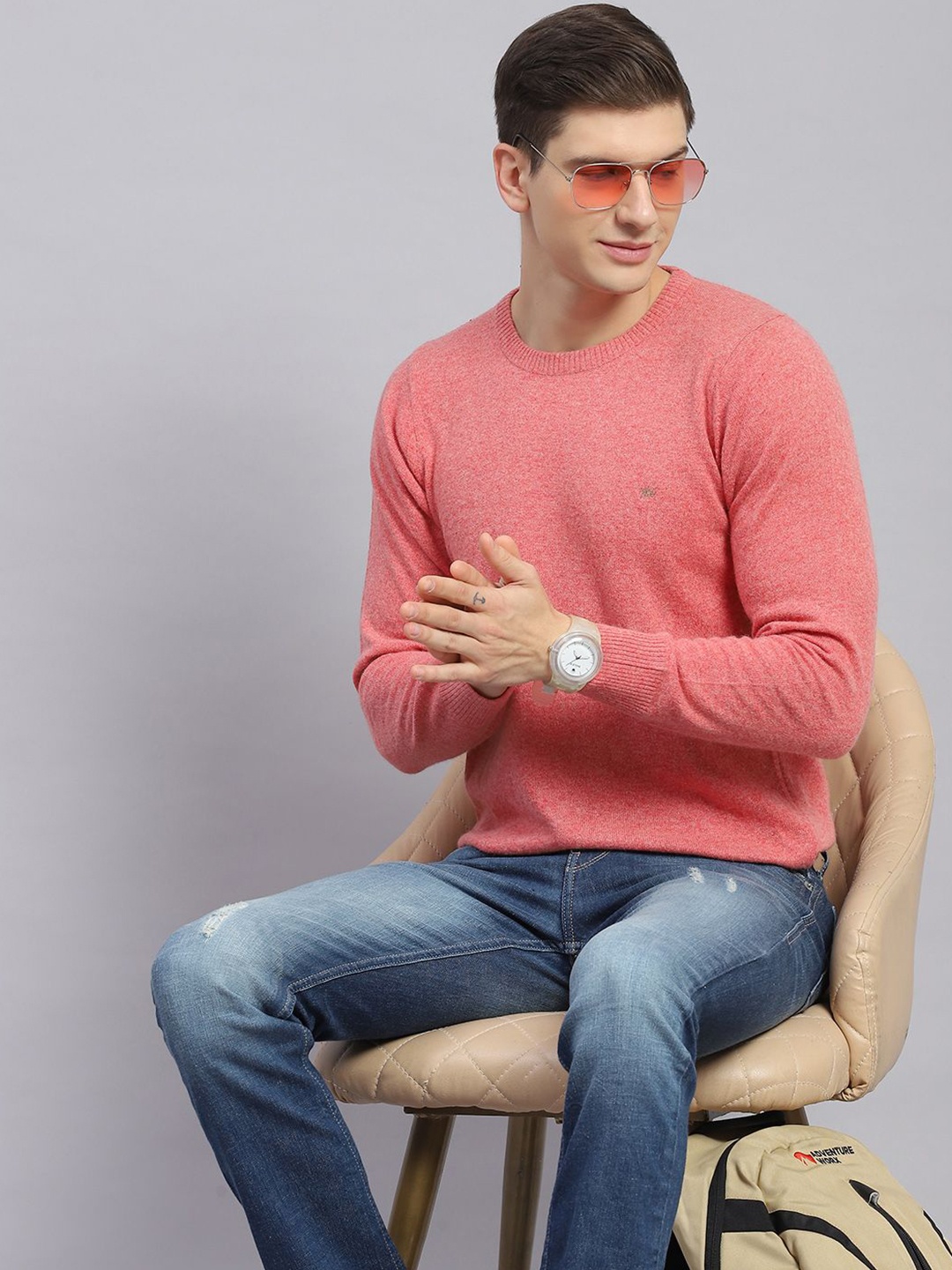 

Monte Carlo Men Woollen Pullover, Pink