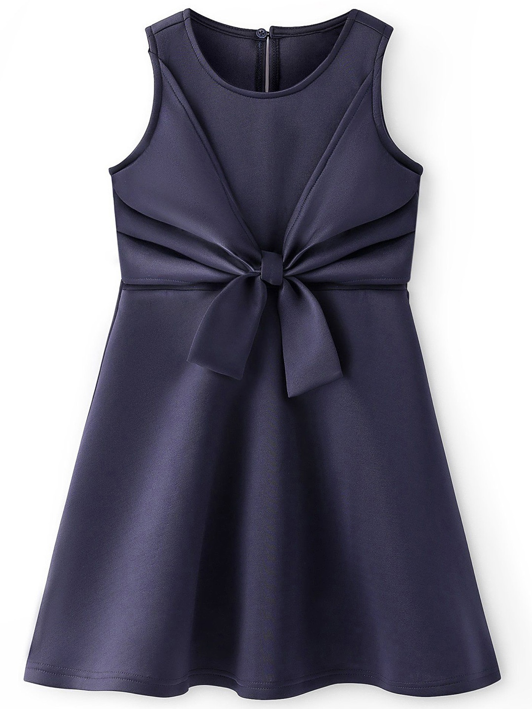 

Hola Bonita Girls Knitted Sleeveless Bow Detailing Knee Length Dress, Navy blue