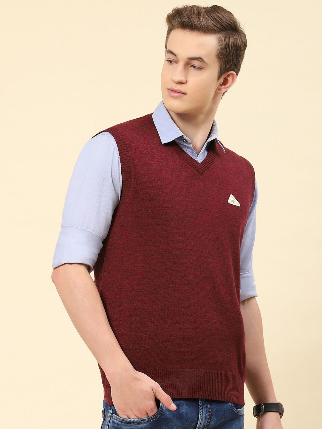 

Monte Carlo Men Woollen Sweater Vest, Maroon