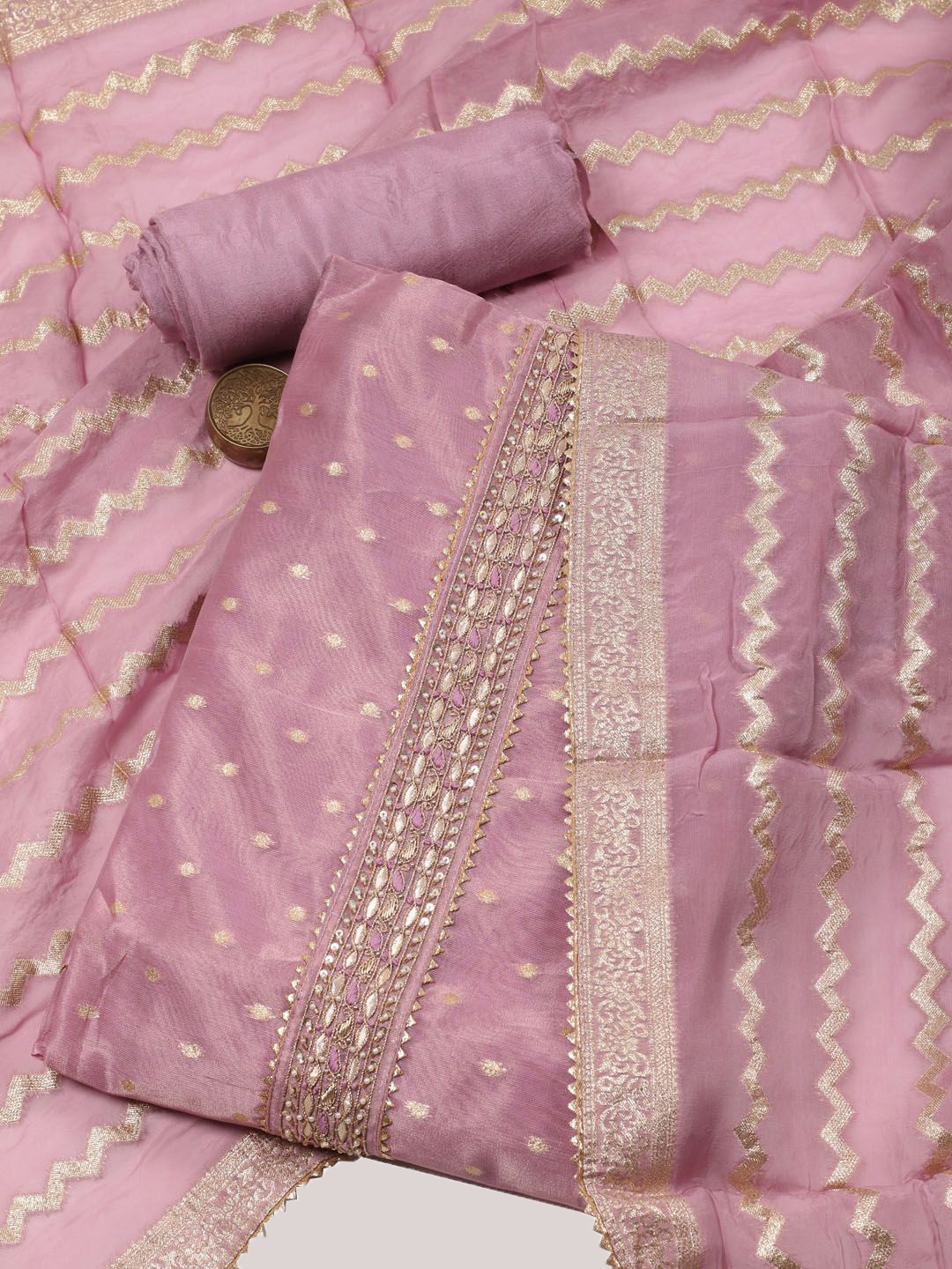 

Meena Bazaar Art Silk Unstitched Dress Material, Mauve