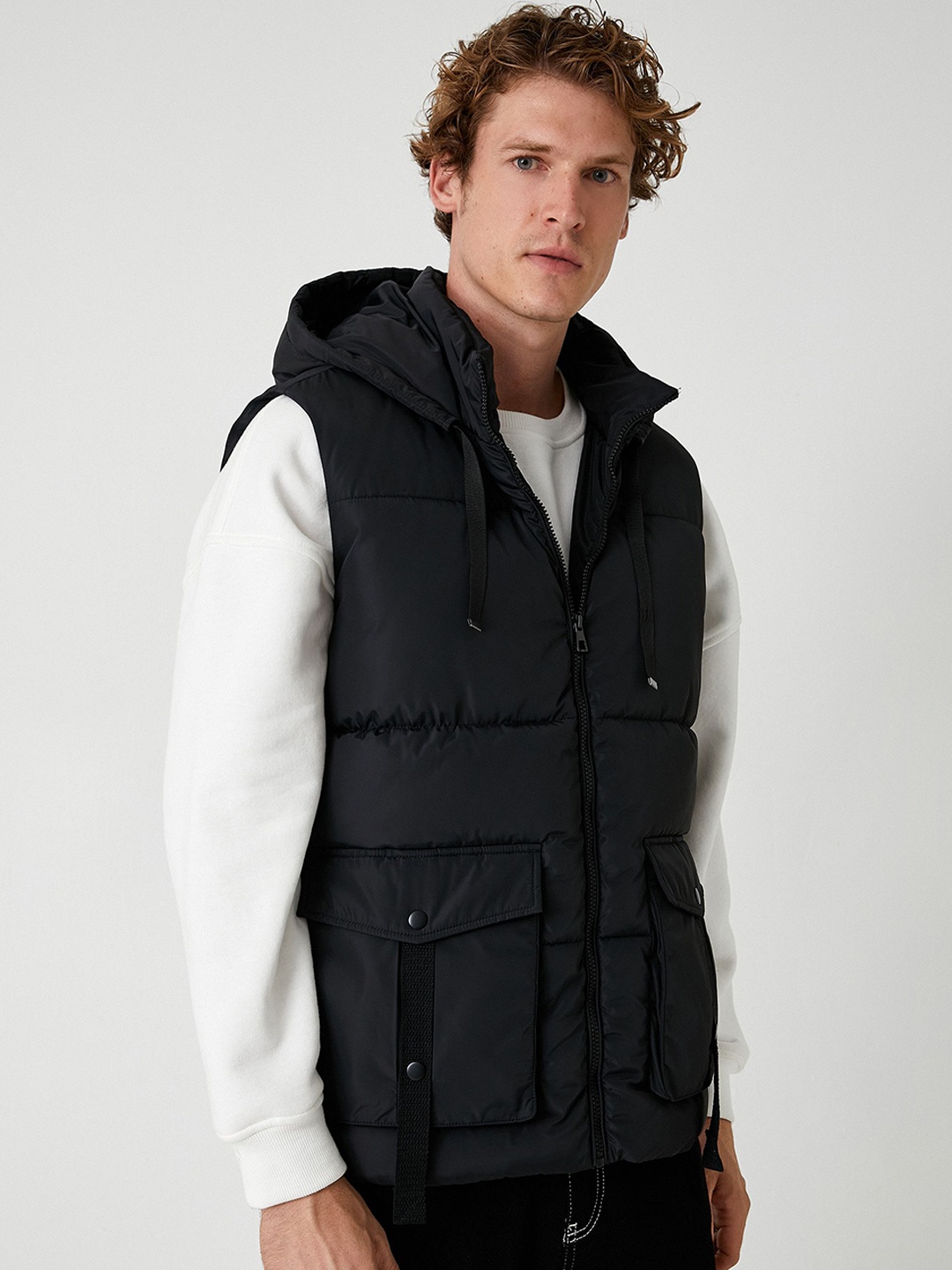 

Koton Hooded Sleeveless Jacket, Black