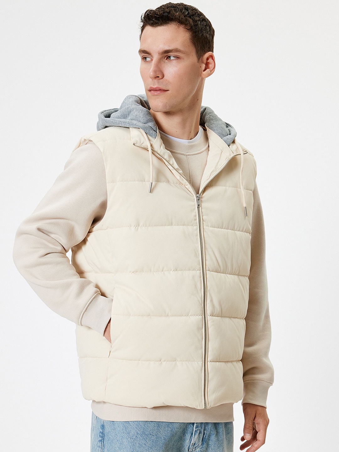 

Koton Hooded Sleeveless Jacket, Beige