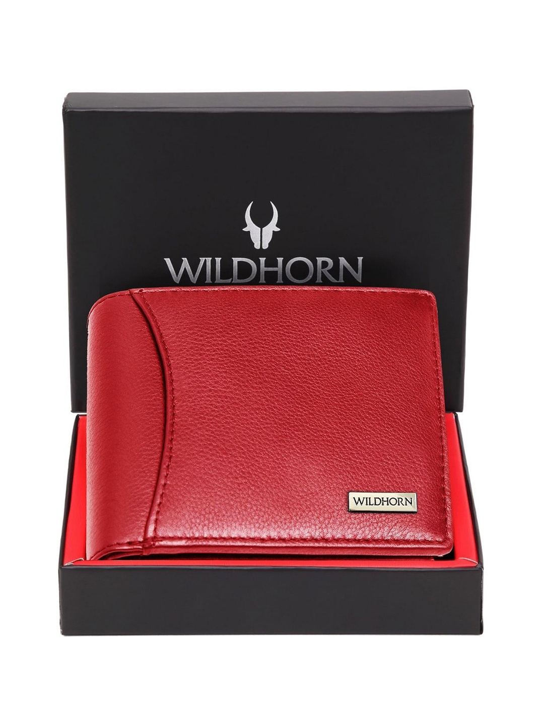 

WildHorn Men Leather Two Fold Wallet With RFID Blocking, Red