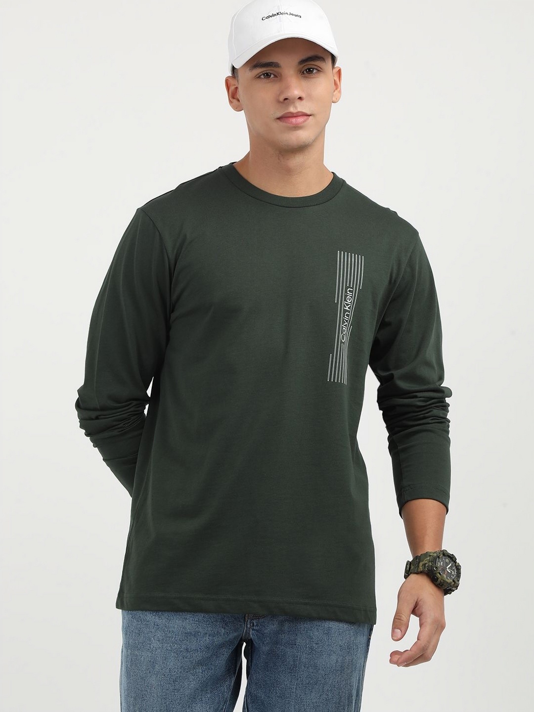 

Calvin Klein Jeans Men Raw Edge T-shirt, Green