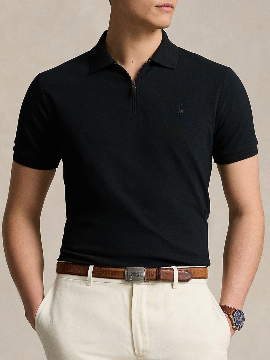 

Polo Ralph Lauren Men Solid Polo Collar T-Shirt, Black