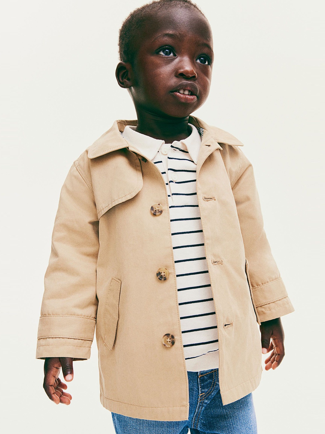 

H&M Boys Striped Collared Sweatshirt, White