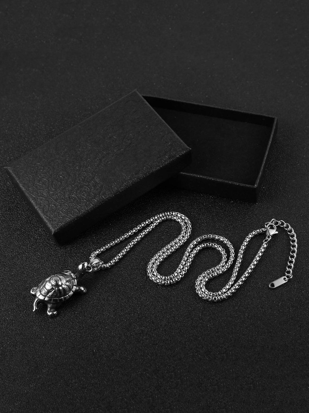 

KRENOZ Men Silver-Plated Stainless Steel Pendant With Chain